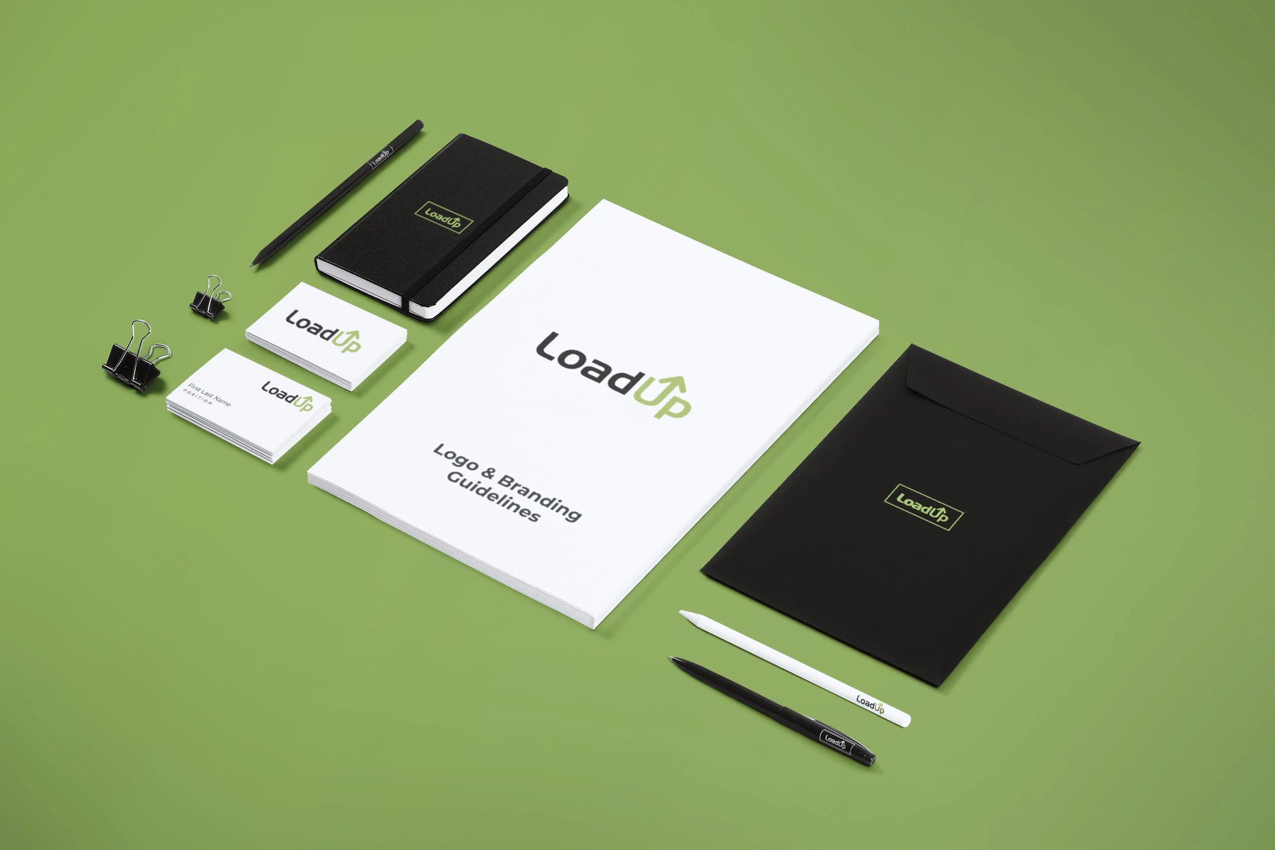 LoadUp brand system: mark, palette, type