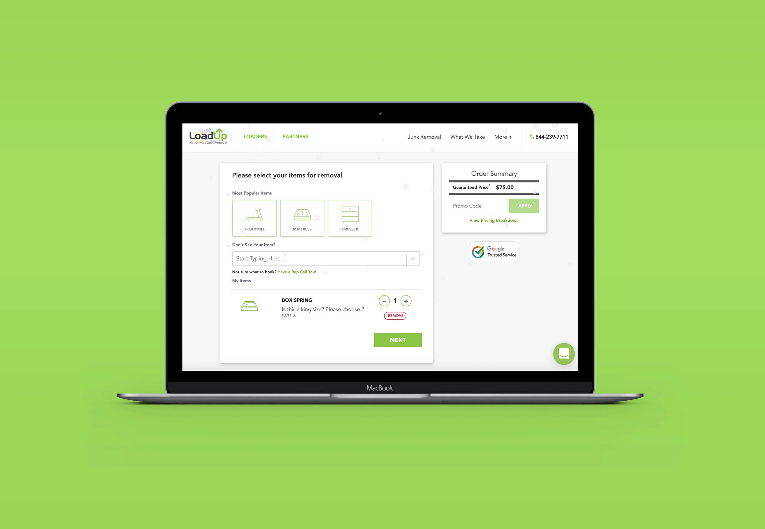LoadUp booking widget and admin dashboard